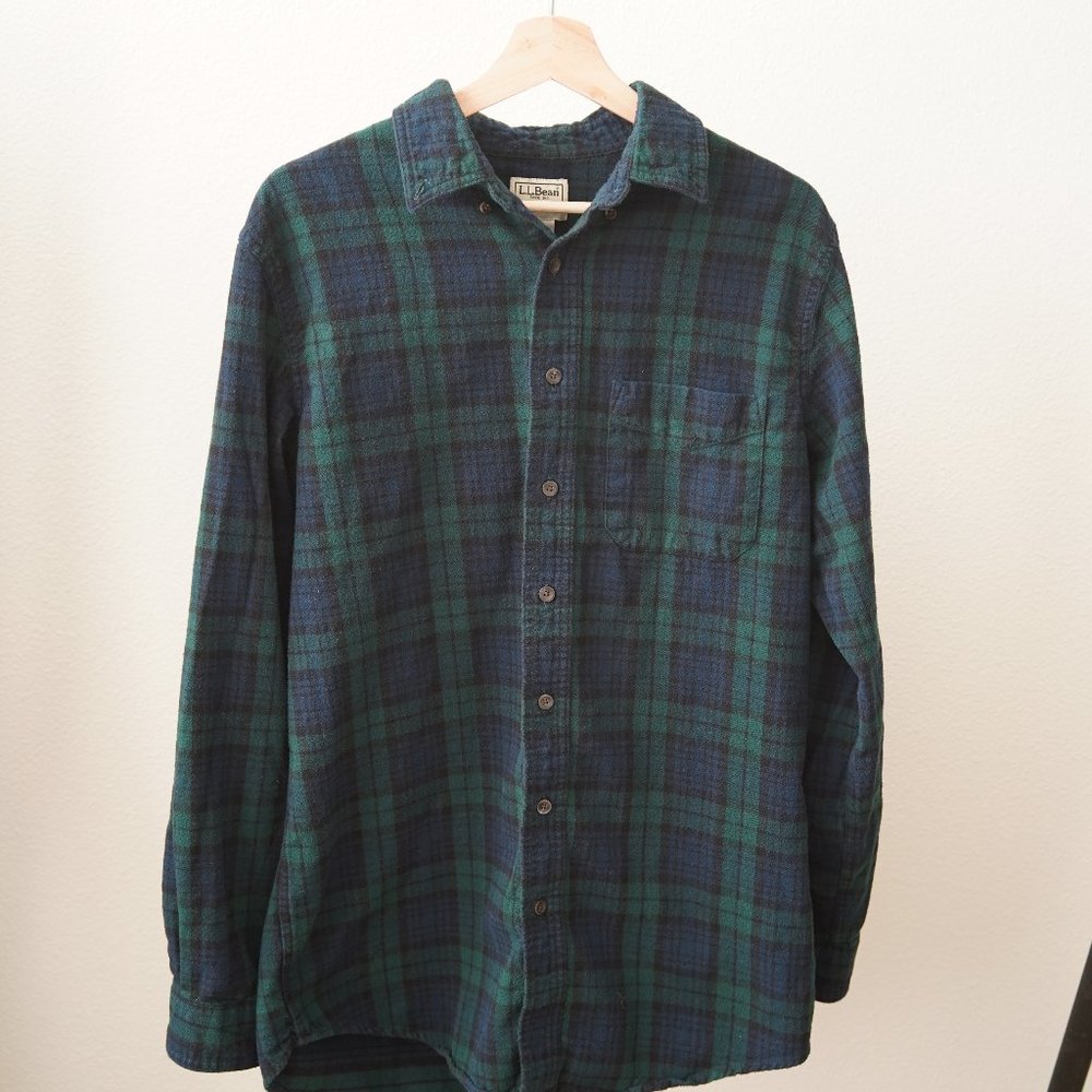 L.L. Bean Scotch Plaid Flannel Shirt Button Down